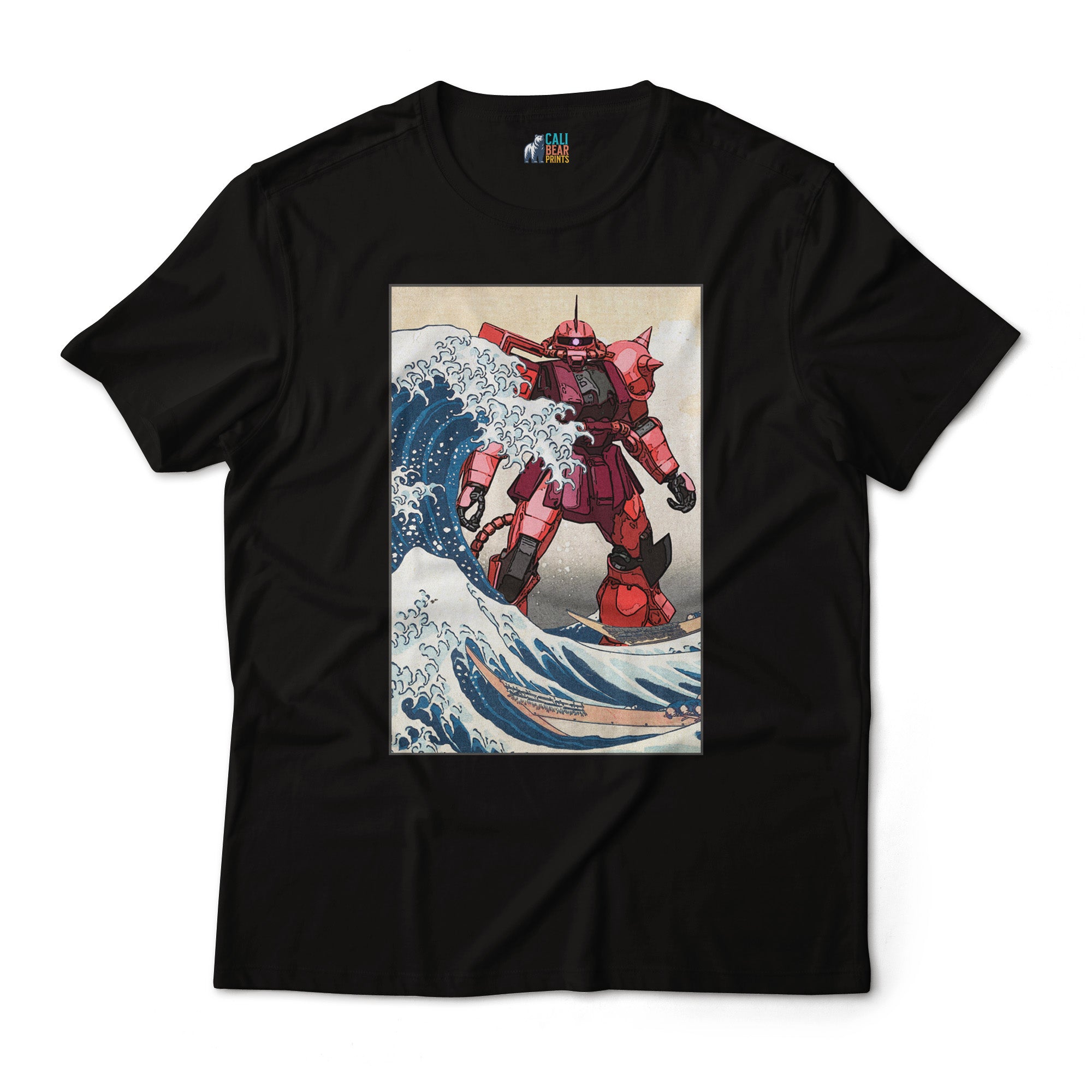 モビルスーツ Tシャツ MS-06F ZAKU II MS-06S Char's Zaku II Mobile Suit Gundam in the Great Wave