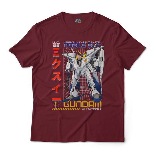 Gundam RX-105E T-Shirt Minovsky Flight System Mecha Anime Graphic Tee U.C. 105 Design