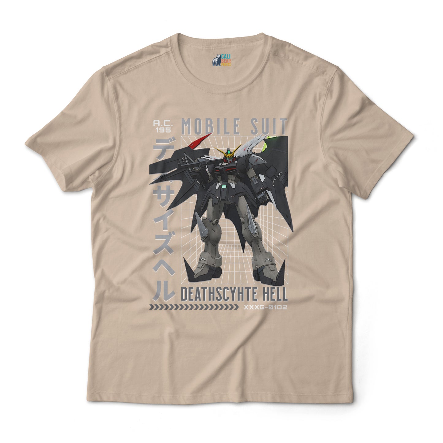 Gundam Deathscythe Hell XXXG-01D2 Retro Anime Mecha Grid Design Graphic Art T-Shirt
