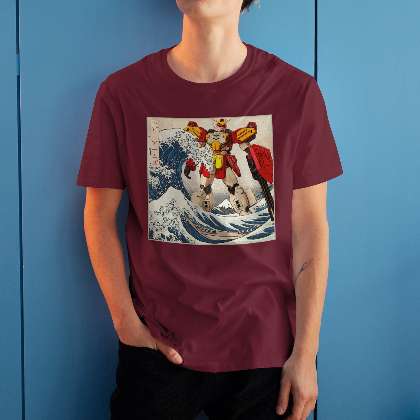 Gundam Heavyarms in Great off Kanagawa Wave Anime Graphic Tee