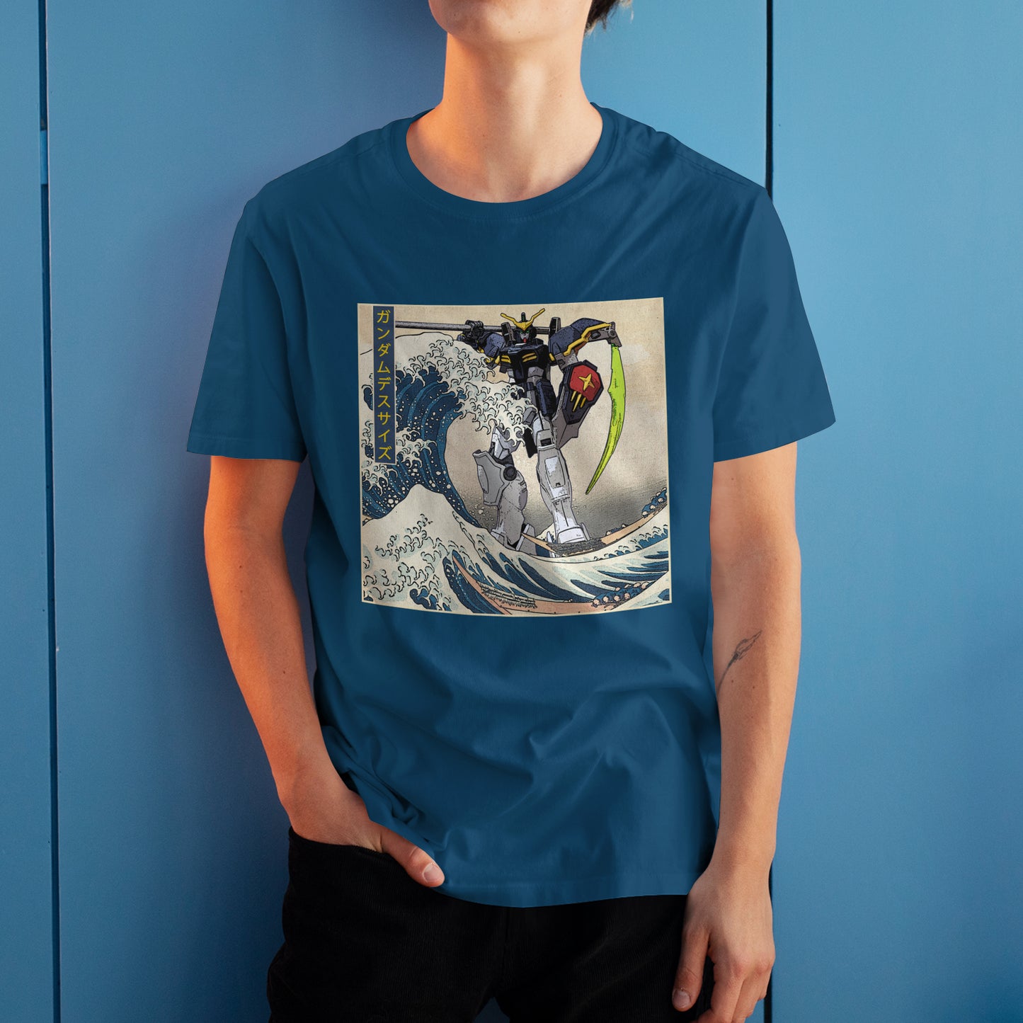 Gundam Deathscythe Mobile Suit Off Kanagawa Wave Anime Graphic Tee
