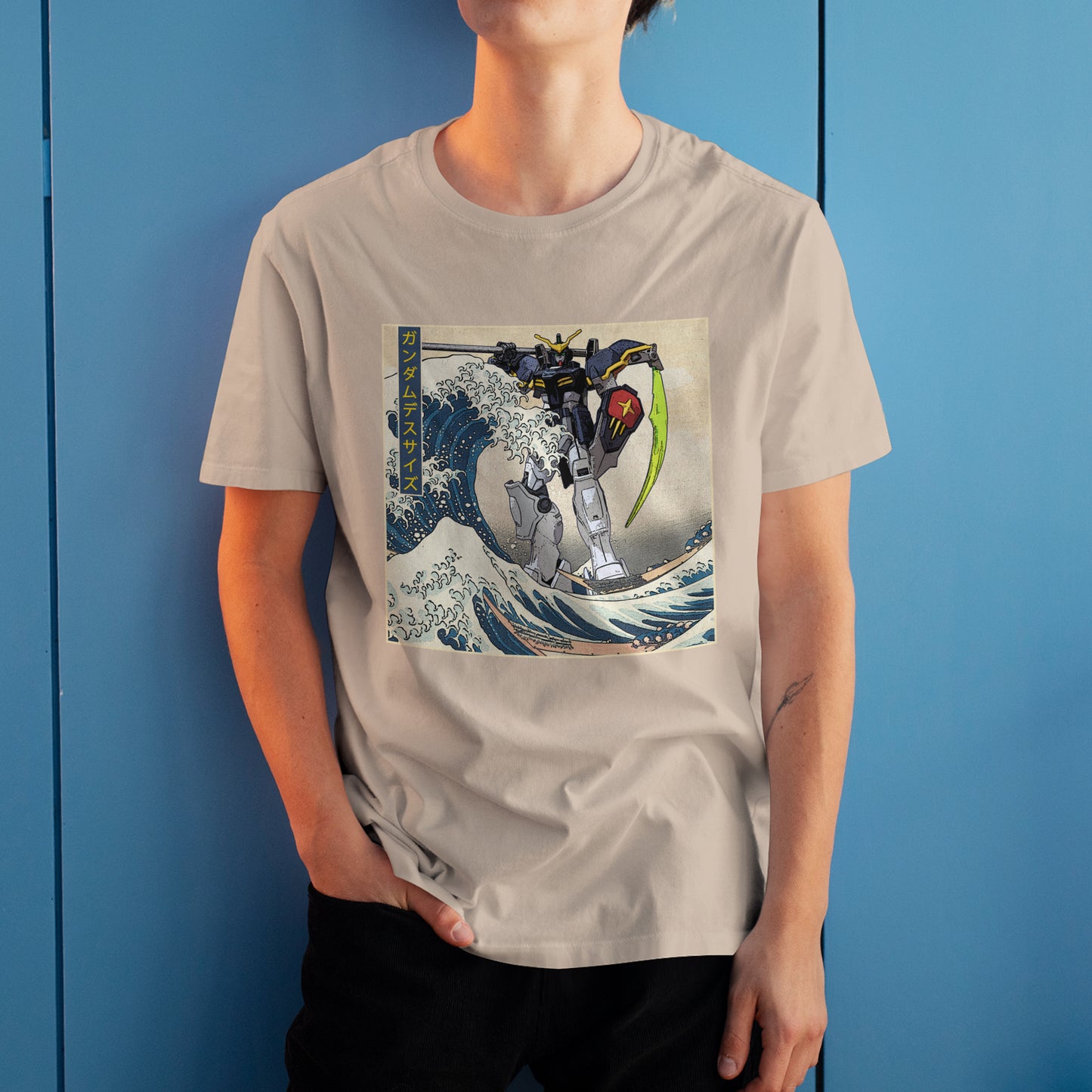 Gundam Deathscythe Mobile Suit Off Kanagawa Wave Anime Graphic Tee