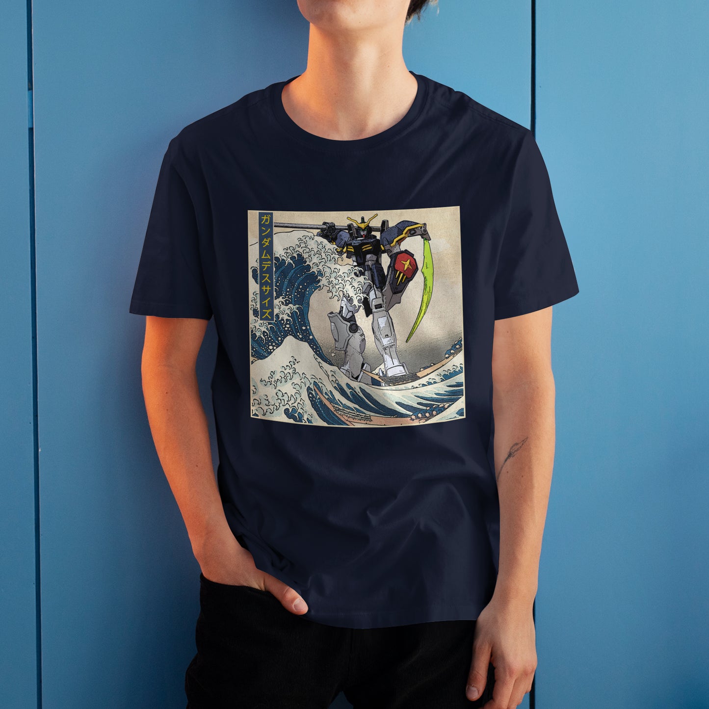 Gundam Deathscythe Mobile Suit Off Kanagawa Wave Anime Graphic Tee