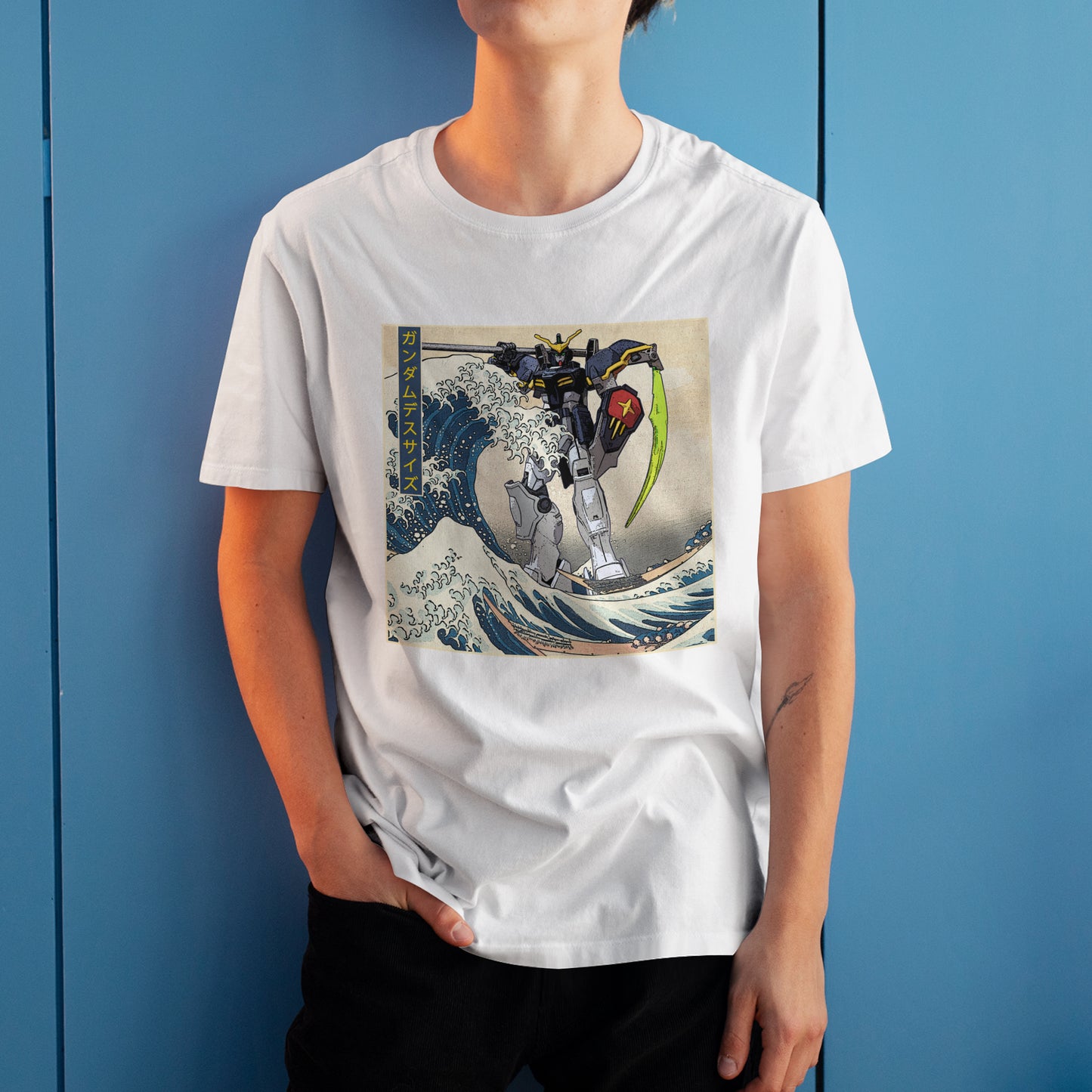 Gundam Deathscythe Mobile Suit Off Kanagawa Wave Anime Graphic Tee