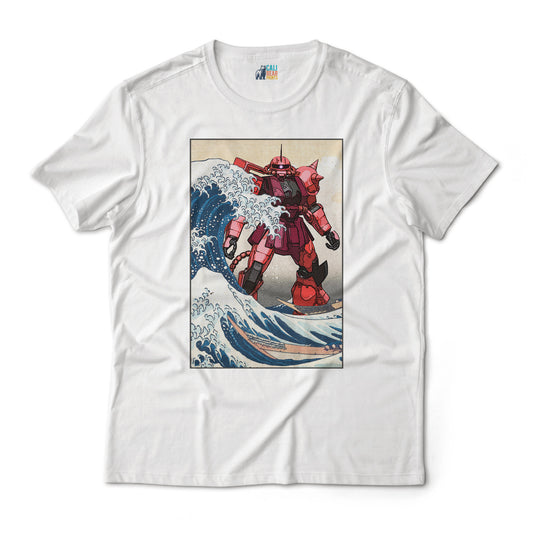 MS-06S Char's Zaku II Mobile Suit Gundam in the Great Wave Off Kanagawa Anime T-Shirt