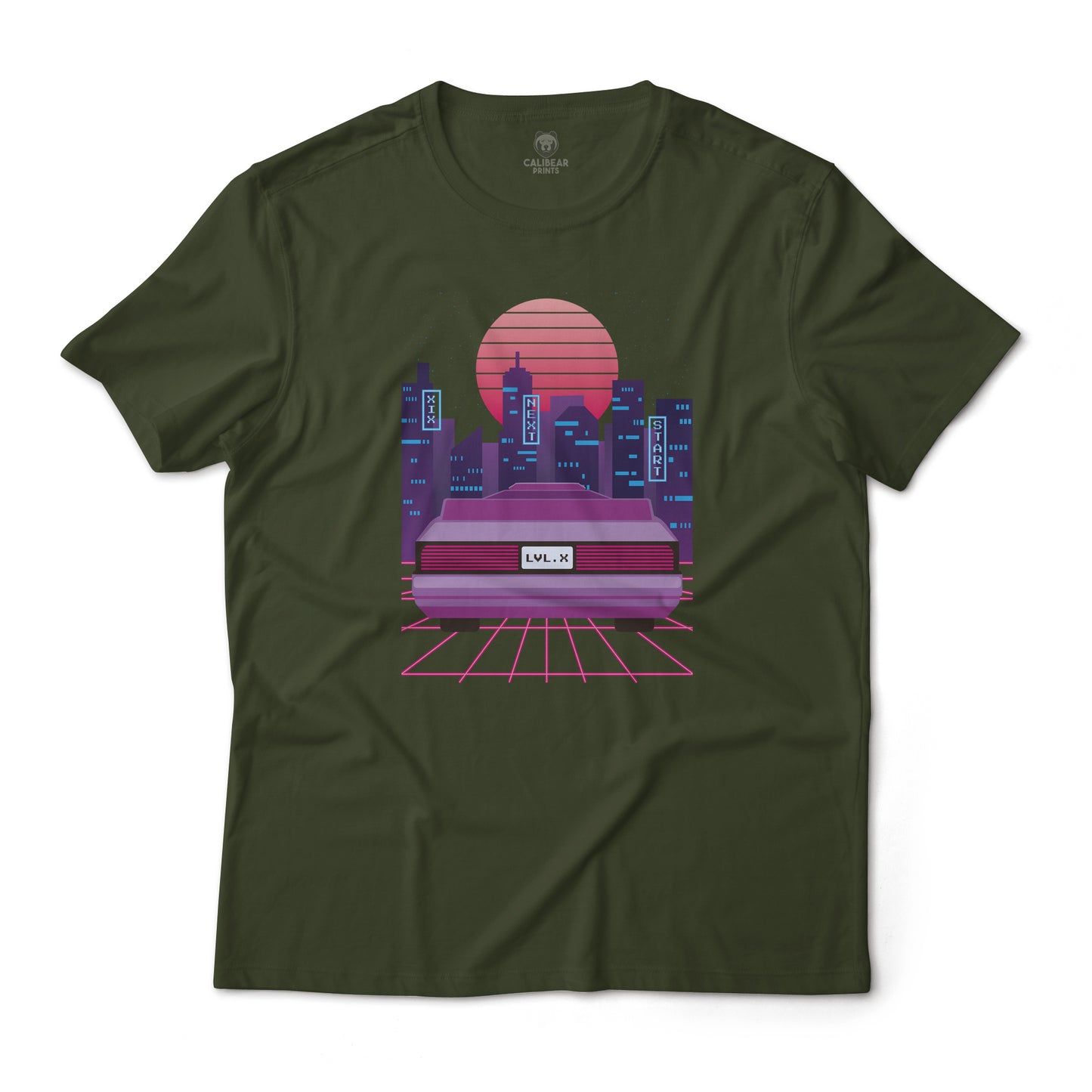 Cyber City Vaporwave Synthwave Retro 90's Car Racing Game Electronic Style Graphic Tee
