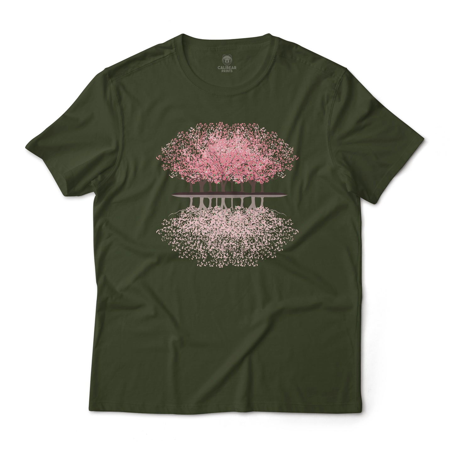 Cherry Blossom Sakura Forest Tranquil and Peaceful Reflection Graphic Tee