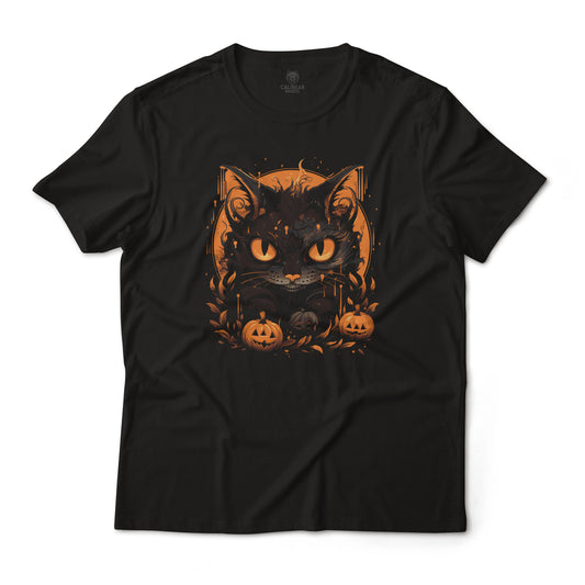 Halloween Cute Pumpkin Cat Graphic T-Shirt