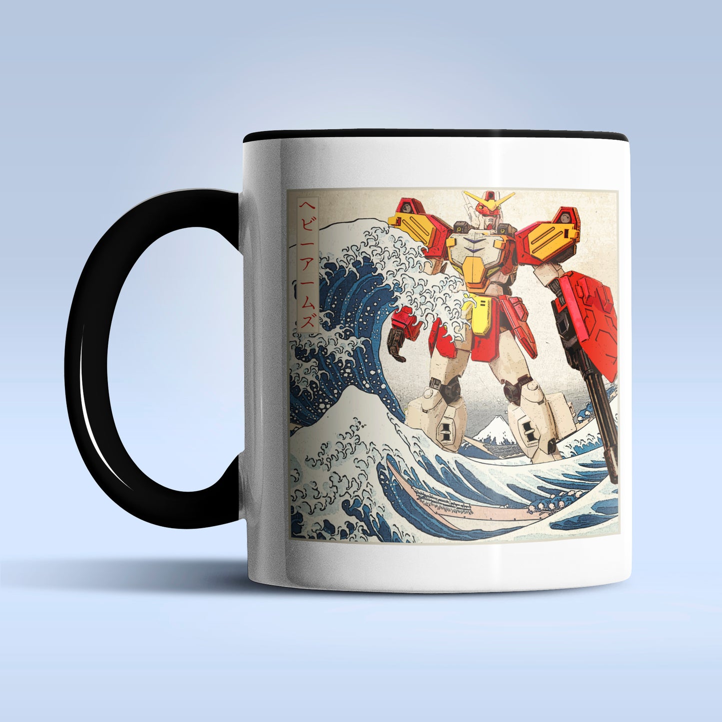 Gundam Heavyarms in the Great Wave off Kanagawa Anime Ceramic Coffee Mug 11 oz