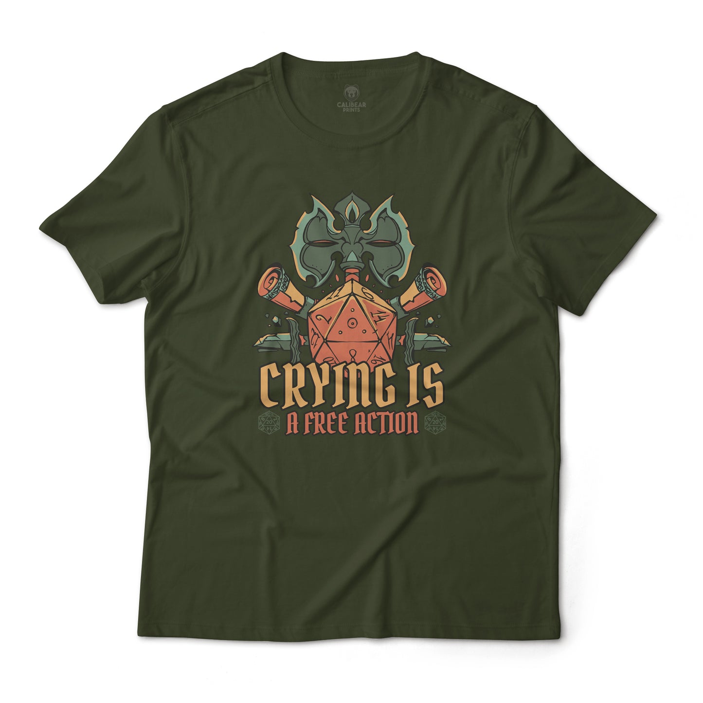 DnD Crying Is A Free Action Funny Fantasy Tabletop Gaming Graphic T-Shirt