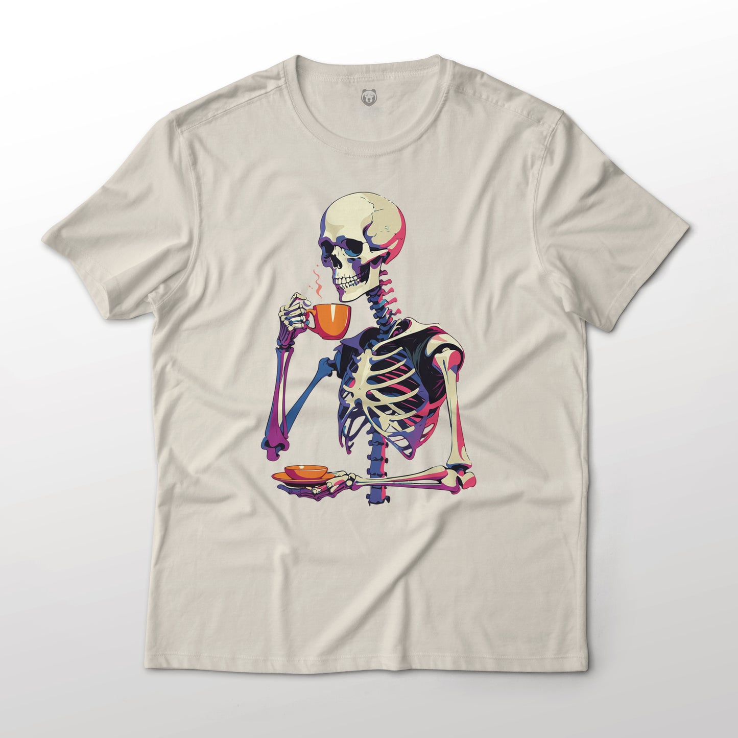 Skeleton Drinking Tea Funny Art Graphic T-Shirt