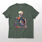 Skeleton Drinking Tea Funny Art Graphic T-Shirt