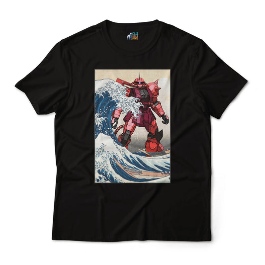 MS-06S Char's Zaku II Mobile Suit Gundam in the Great Wave Off Kanagawa Anime T-Shirt