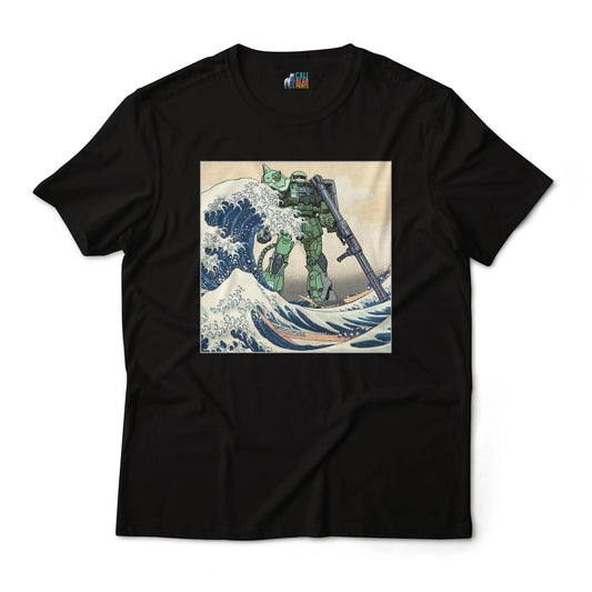 MS-06F Zaku II Gundam Mobile Suit in the Great Wave Off Kanagawa Graphic Art T-Shirt