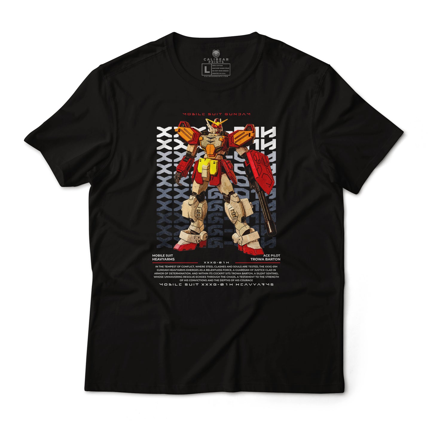 XXXG-01H Heavyarms Gundam Mobile Suit Trowa Barton Pilot Anime Poster Style Graphic Art T-Shirt