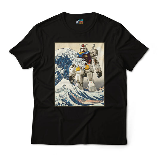 RX-78-2 Gundam Mobile Suit - Great Wave Off Kanagawa - Anime Graphic Art T-Shirt