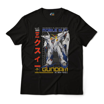 Gundam RX-105E T-Shirt Minovsky Flight System Mecha Anime Graphic Tee U.C. 105 Design