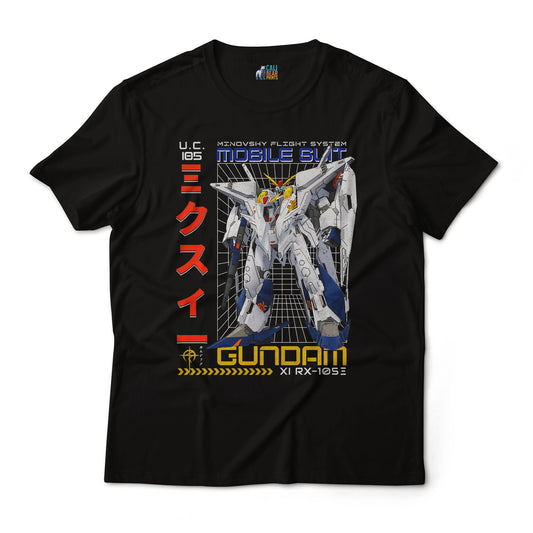 Gundam RX-105E T-Shirt Minovsky Flight System Mecha Anime Graphic Tee U.C. 105 Design