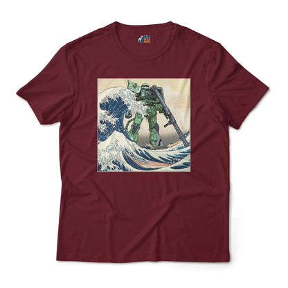 MS-06F Zaku II Gundam Mobile Suit in the Great Wave Off Kanagawa Graphic Art T-Shirt