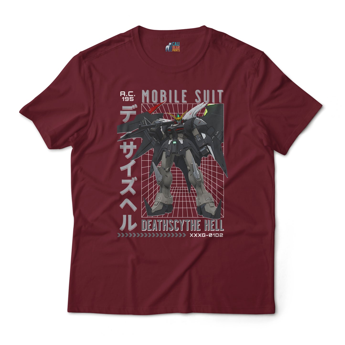 Gundam Deathscythe Hell XXXG-01D2 Retro Anime Mecha Grid Design Graphic Art T-Shirt