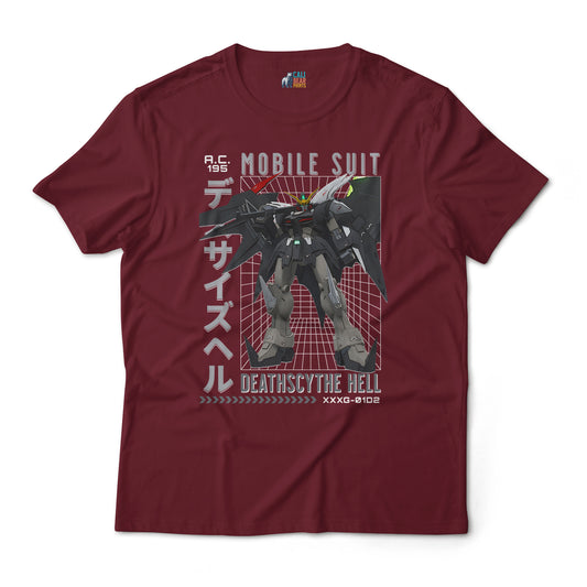 Gundam Deathscythe Hell XXXG-01D2 Retro Anime Mecha Grid Design Graphic Art T-Shirt