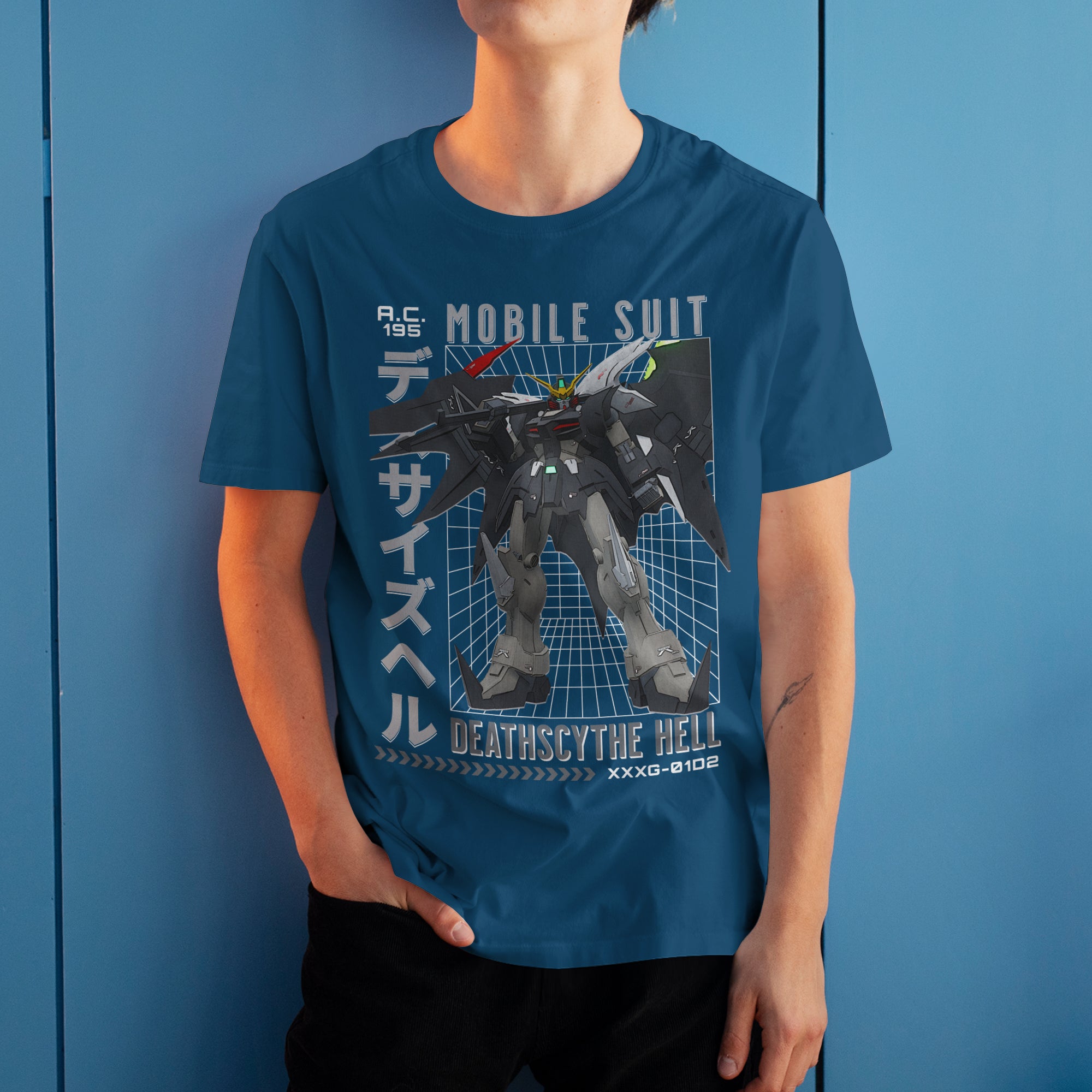 Gundam Deathscythe Hell XXXG-01D2 Retro Anime Mecha Grid Design