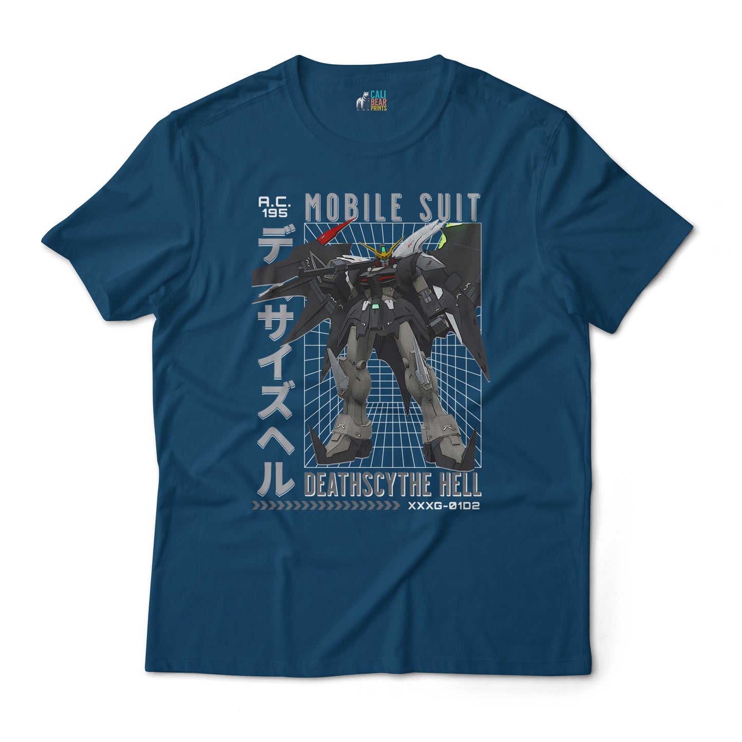 Gundam Deathscythe Hell XXXG-01D2 Retro Anime Mecha Grid Design Graphic Art T-Shirt