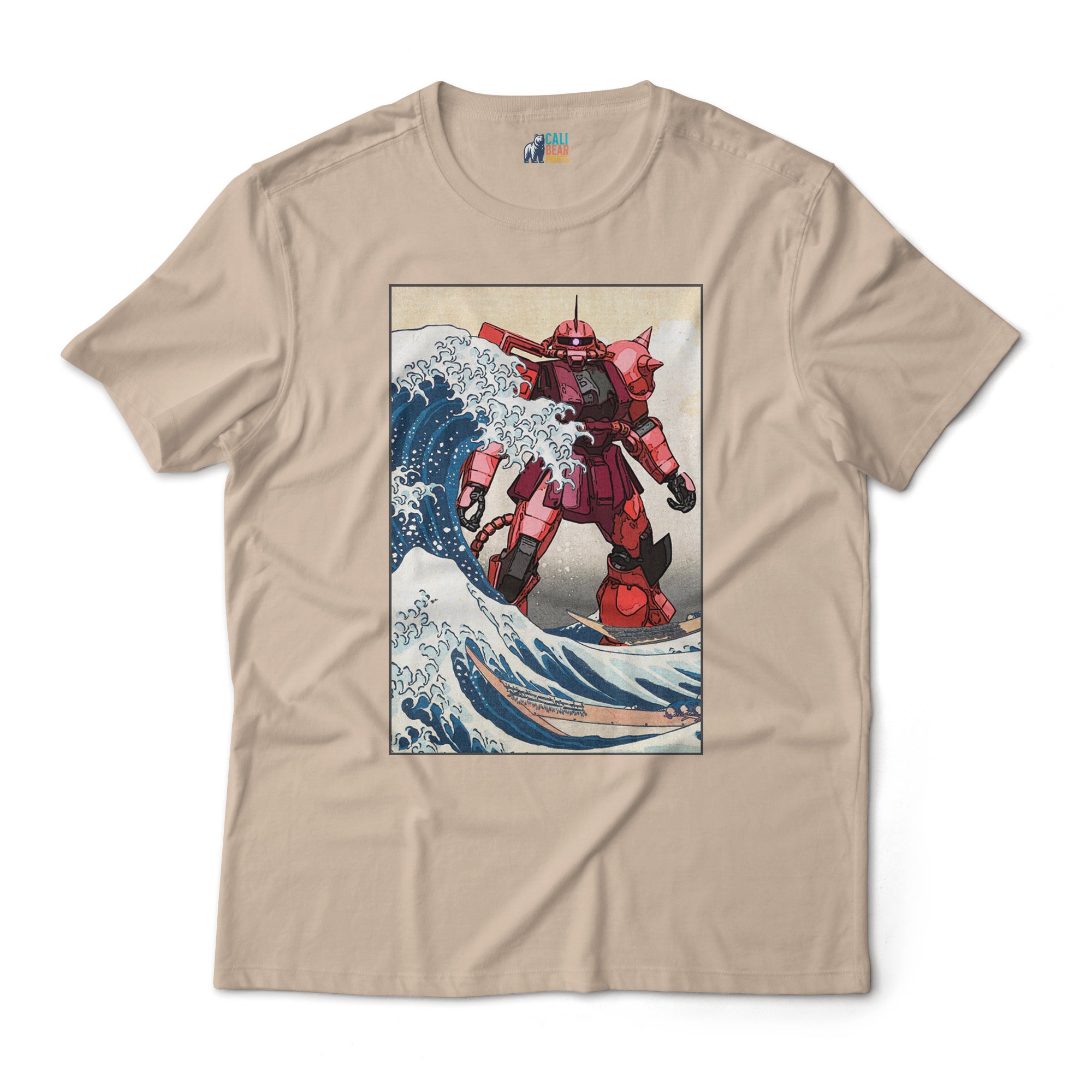 モビルスーツ Tシャツ MS-06F ZAKU II Gundam MS-06S Green Zaku 2 Mobile Suit in the Great Wave Off