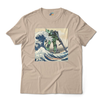 MS-06F Zaku II Gundam Mobile Suit in the Great Wave Off Kanagawa Graphic Art T-Shirt