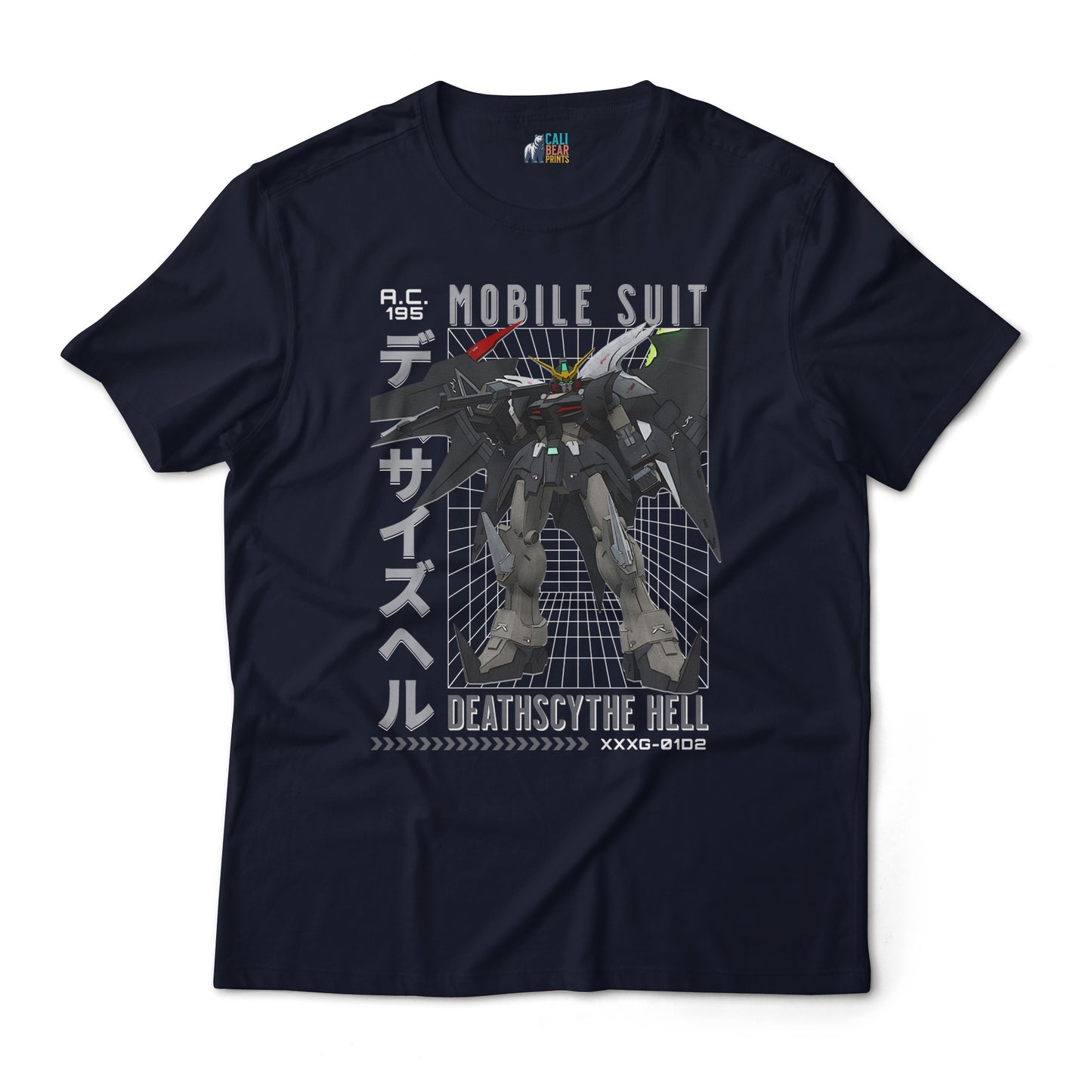 Gundam Deathscythe Hell XXXG-01D2 Retro Anime Mecha Grid Design Graphic Art T-Shirt