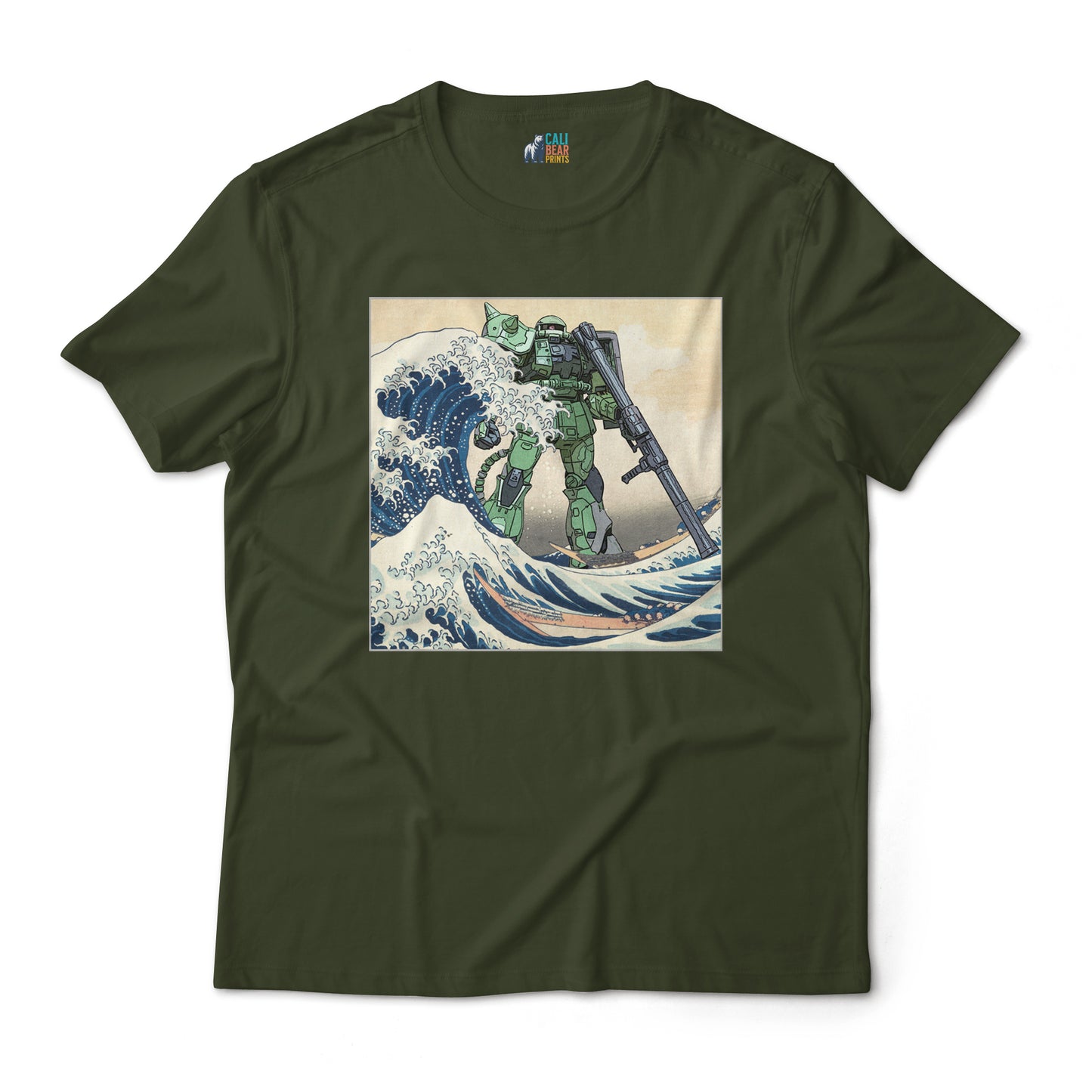 MS-06F Zaku II Gundam Mobile Suit in the Great Wave Off Kanagawa Graphic Art T-Shirt