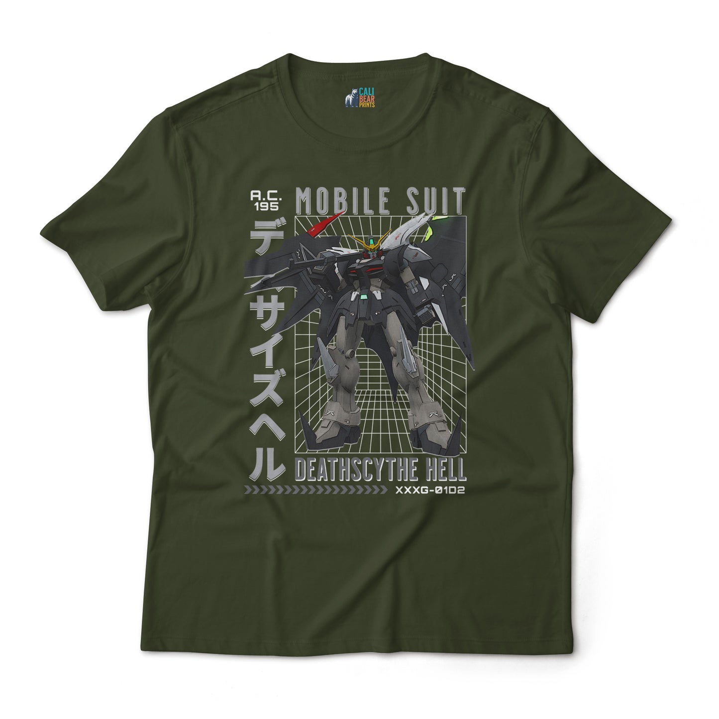 Gundam Deathscythe Hell XXXG-01D2 Retro Anime Mecha Grid Design Graphic Art T-Shirt