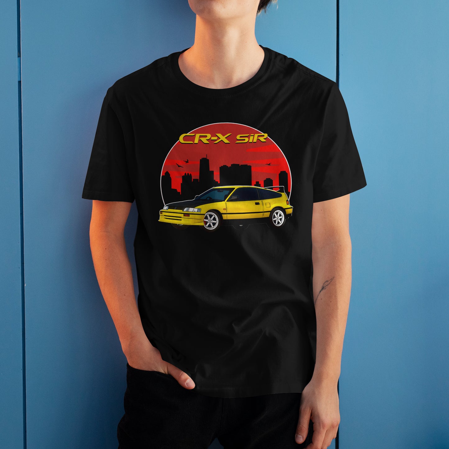 1991 CR‑X SiR Yellow Honda Graphic Art Tee Retro JDM Car T-Shirt