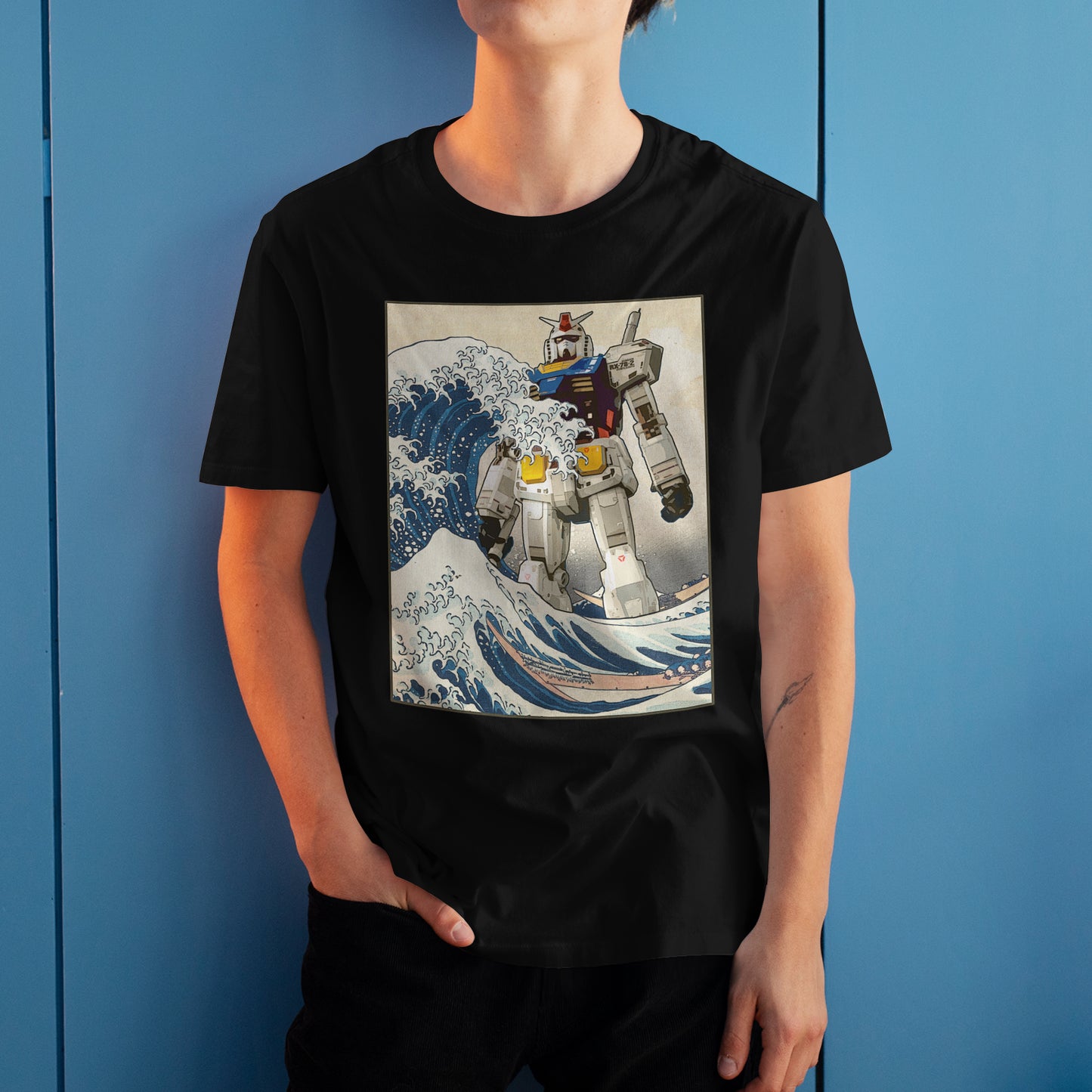 RX-78-2 Gundam Mobile Suit - Great Wave Off Kanagawa - Anime Graphic Art T-Shirt