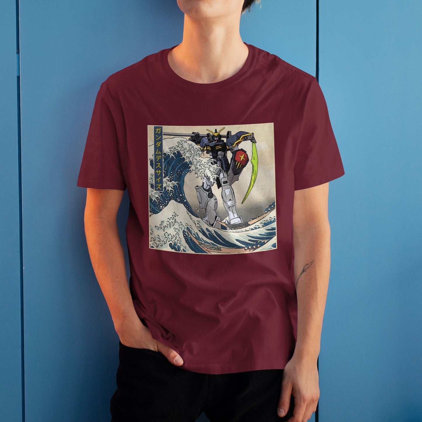 Gundam Deathscythe Mobile Suit Off Kanagawa Wave Anime Graphic Tee