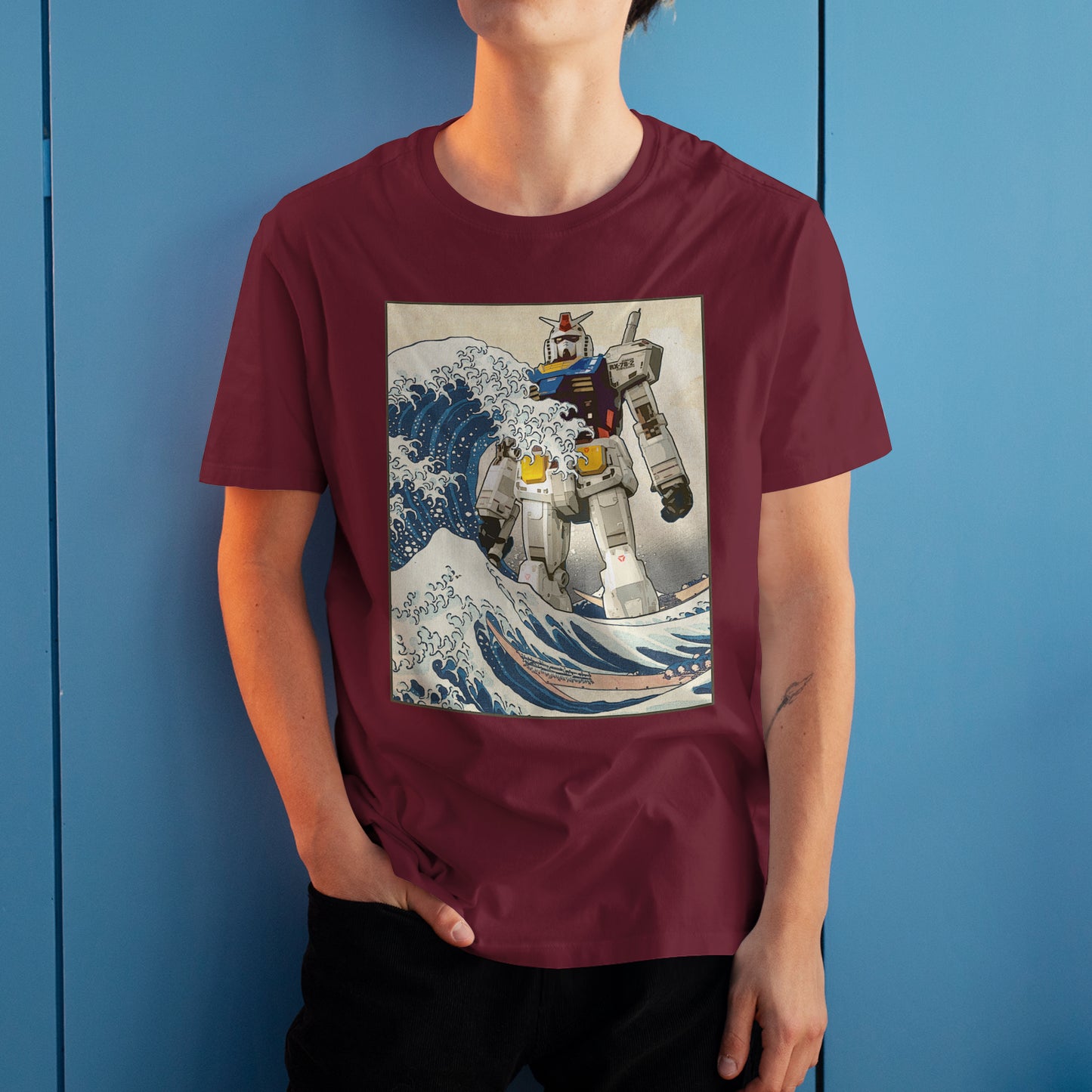 RX-78-2 Gundam Mobile Suit - Great Wave Off Kanagawa - Anime Graphic Art T-Shirt