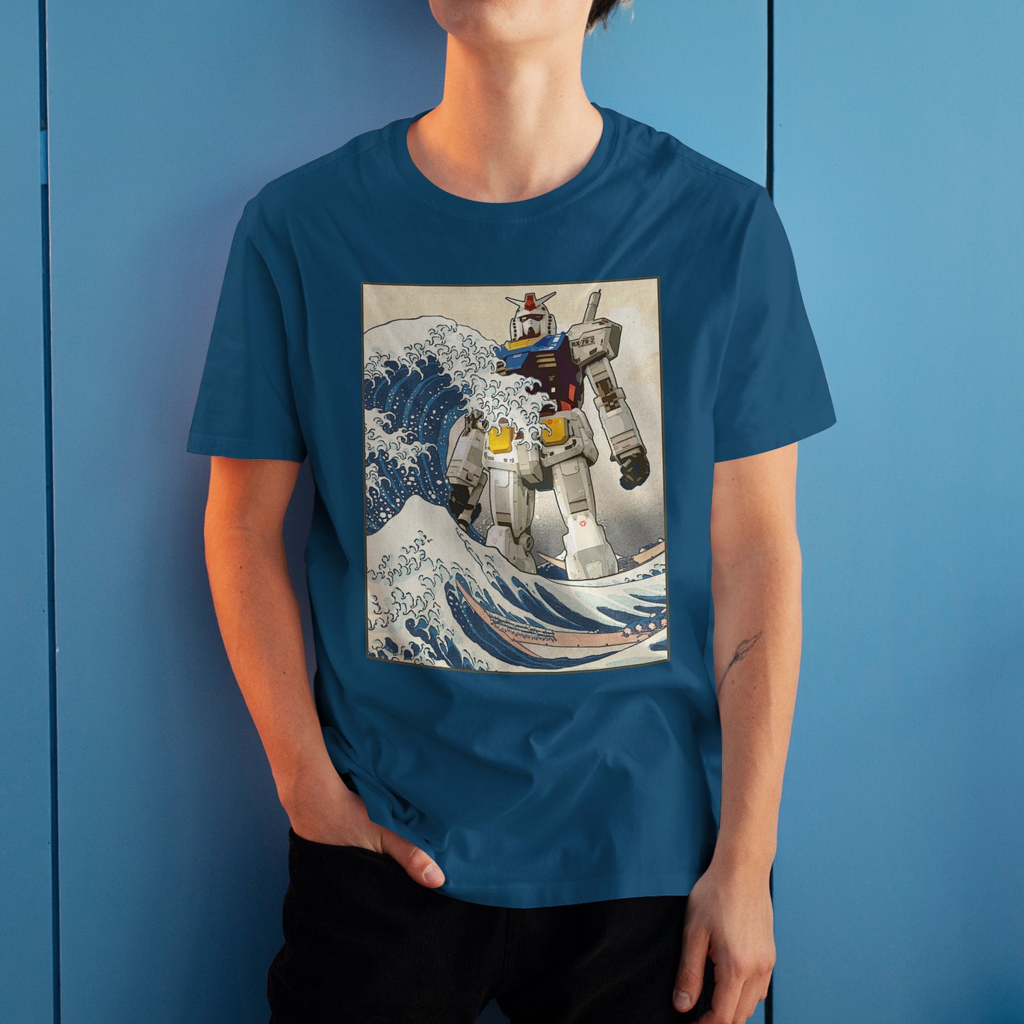 RX-78-2 Gundam Mobile Suit - Great Wave Off Kanagawa - Anime Graphic Art T-Shirt