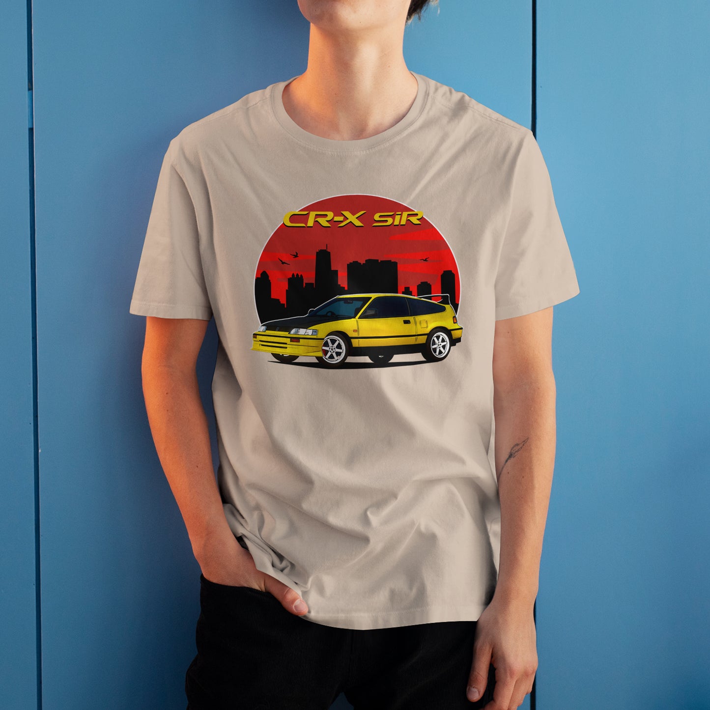 1991 CR‑X SiR Yellow Honda Graphic Art Tee Retro JDM Car T-Shirt