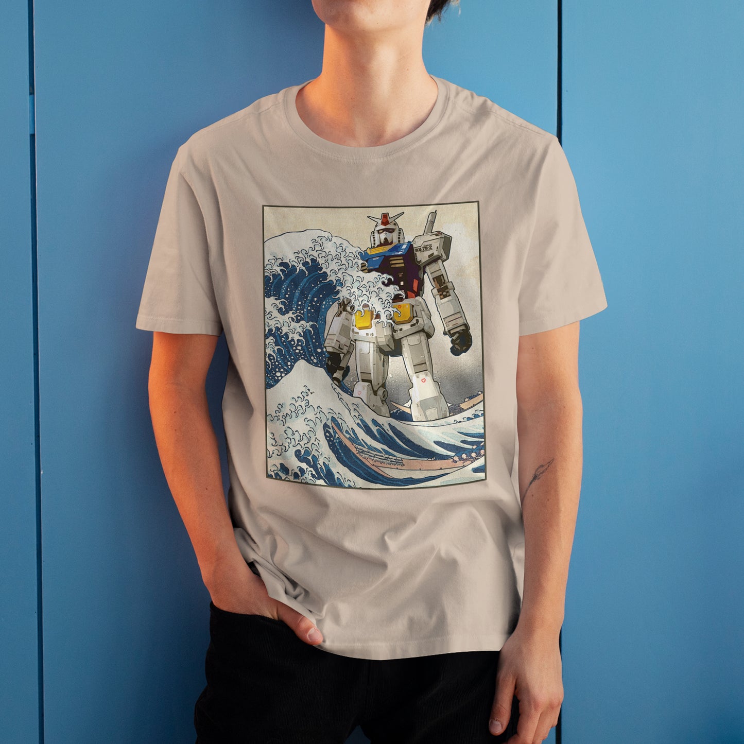 RX-78-2 Gundam Mobile Suit - Great Wave Off Kanagawa - Anime Graphic Art T-Shirt