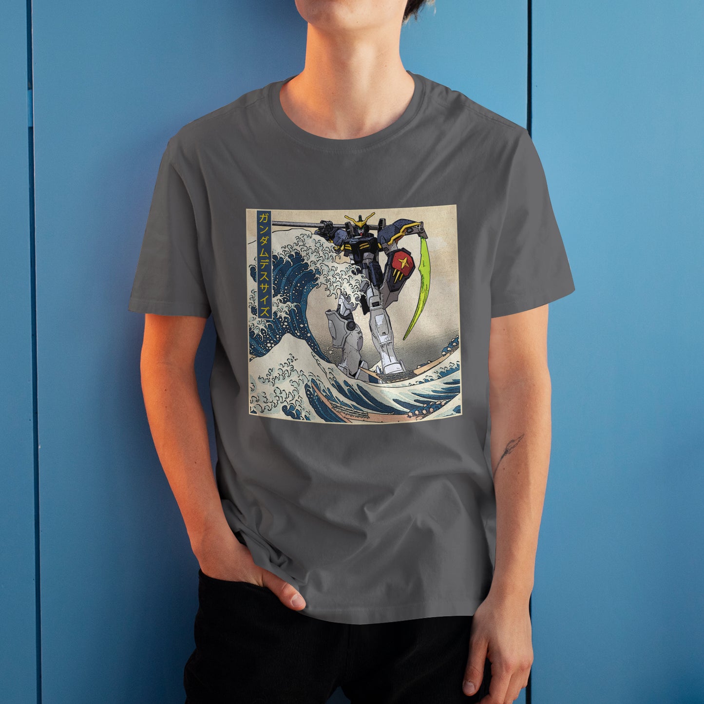 Gundam Deathscythe Mobile Suit Off Kanagawa Wave Anime Graphic Tee