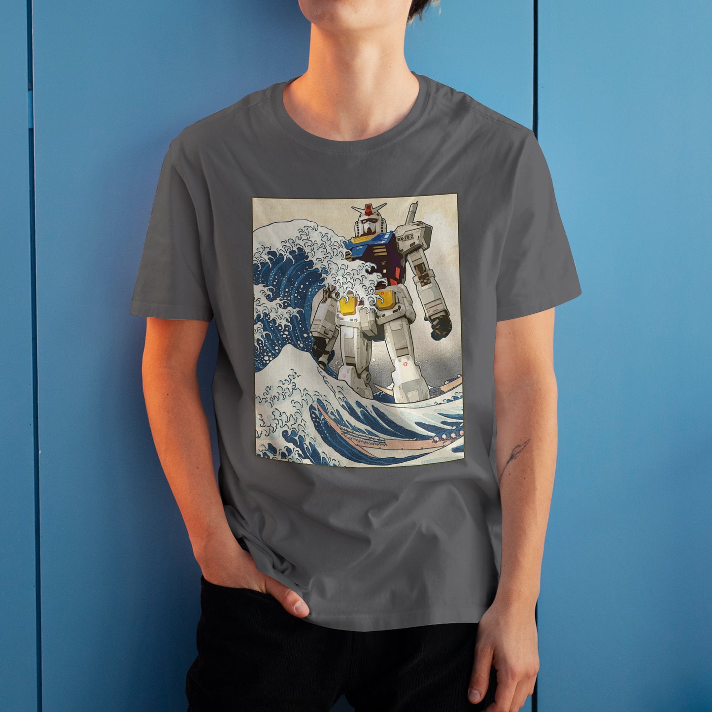 RX-78-2 Gundam Mobile Suit - Great Wave Off Kanagawa - Anime Graphic Art T-Shirt