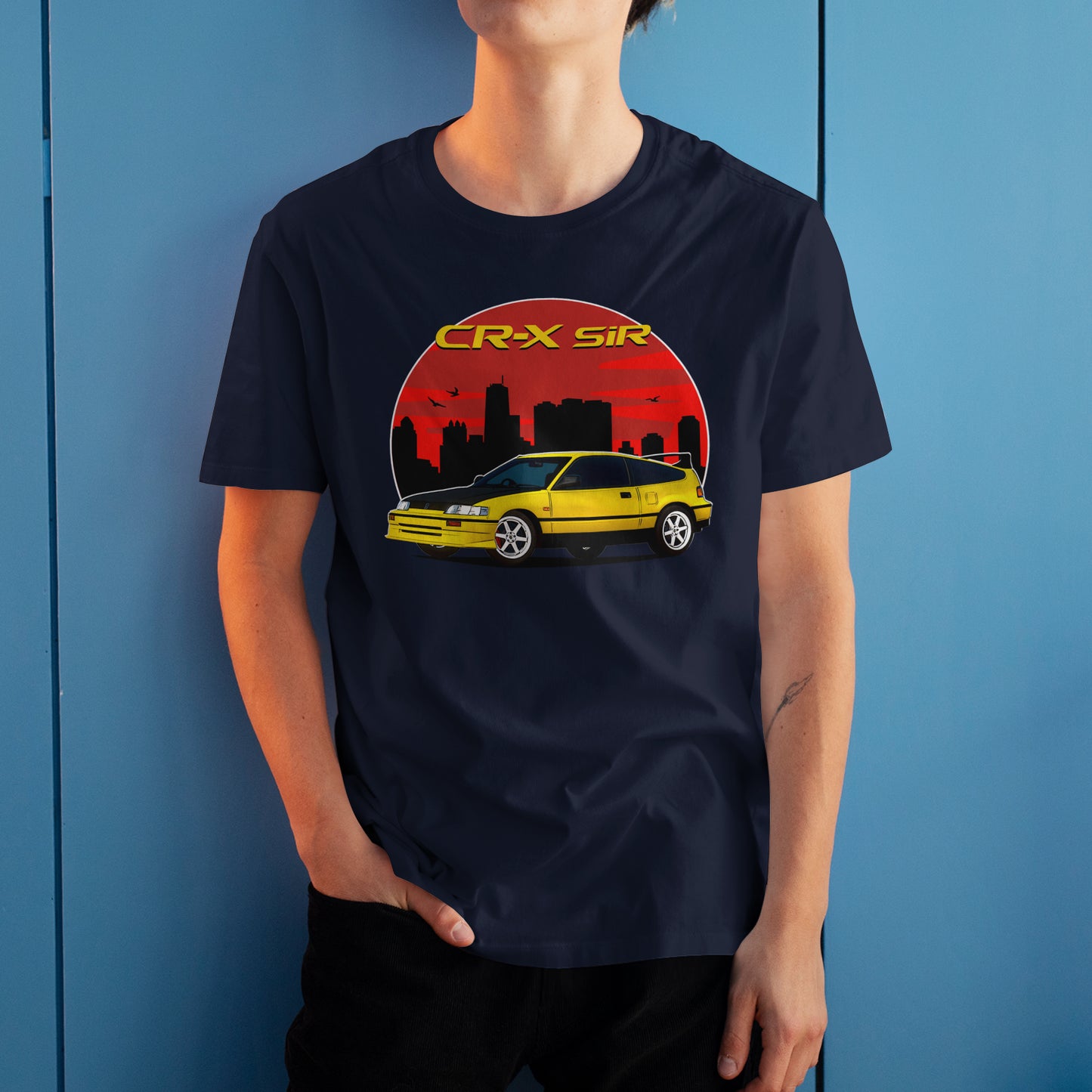 1991 CR‑X SiR Yellow Honda Graphic Art Tee Retro JDM Car T-Shirt
