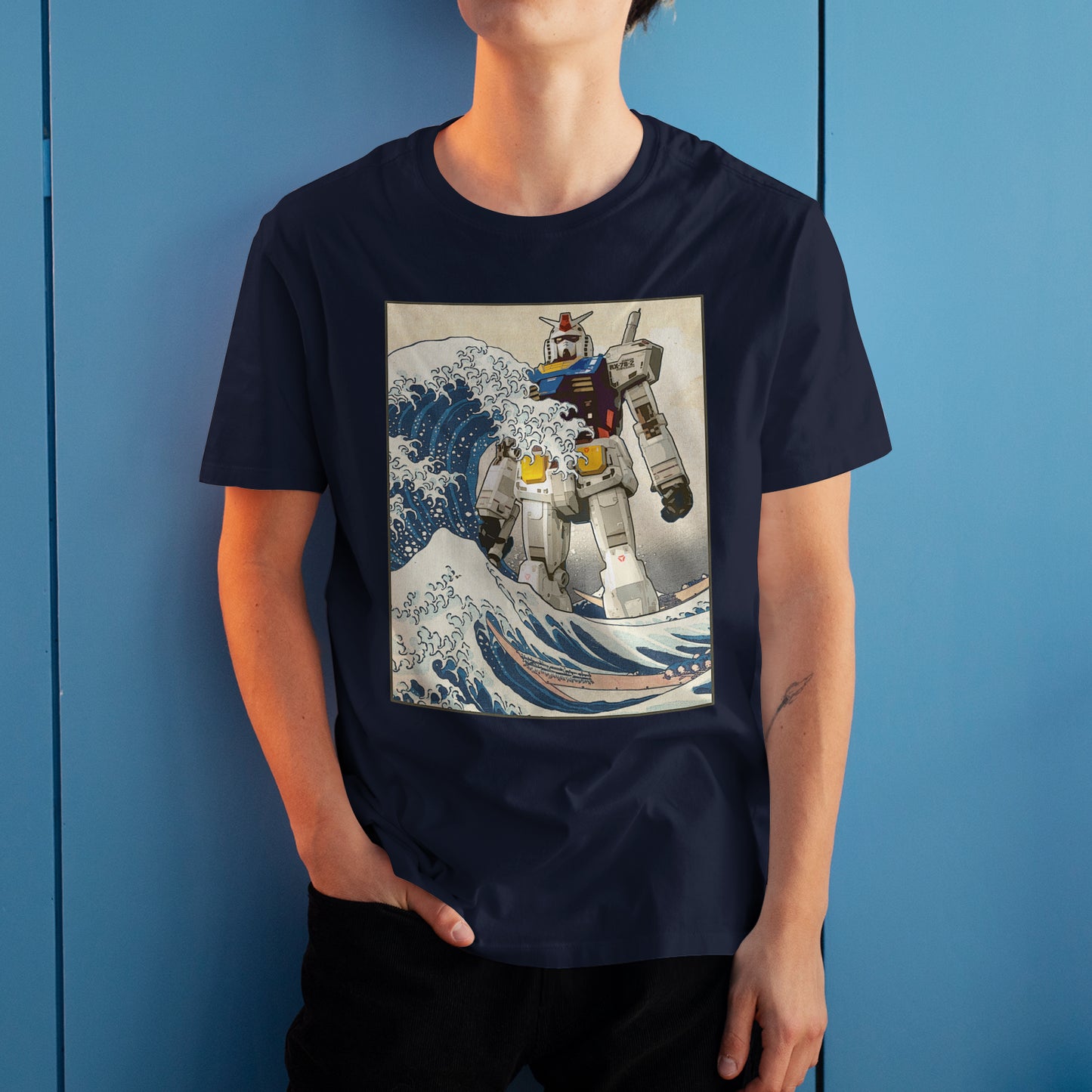 RX-78-2 Gundam Mobile Suit - Great Wave Off Kanagawa - Anime Graphic Art T-Shirt