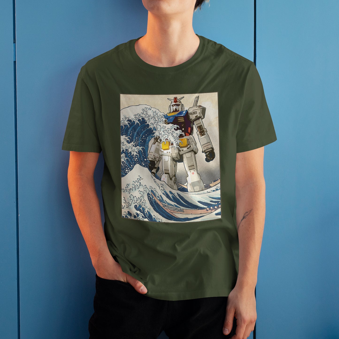 RX-78-2 Gundam Mobile Suit - Great Wave Off Kanagawa - Anime Graphic Art T-Shirt