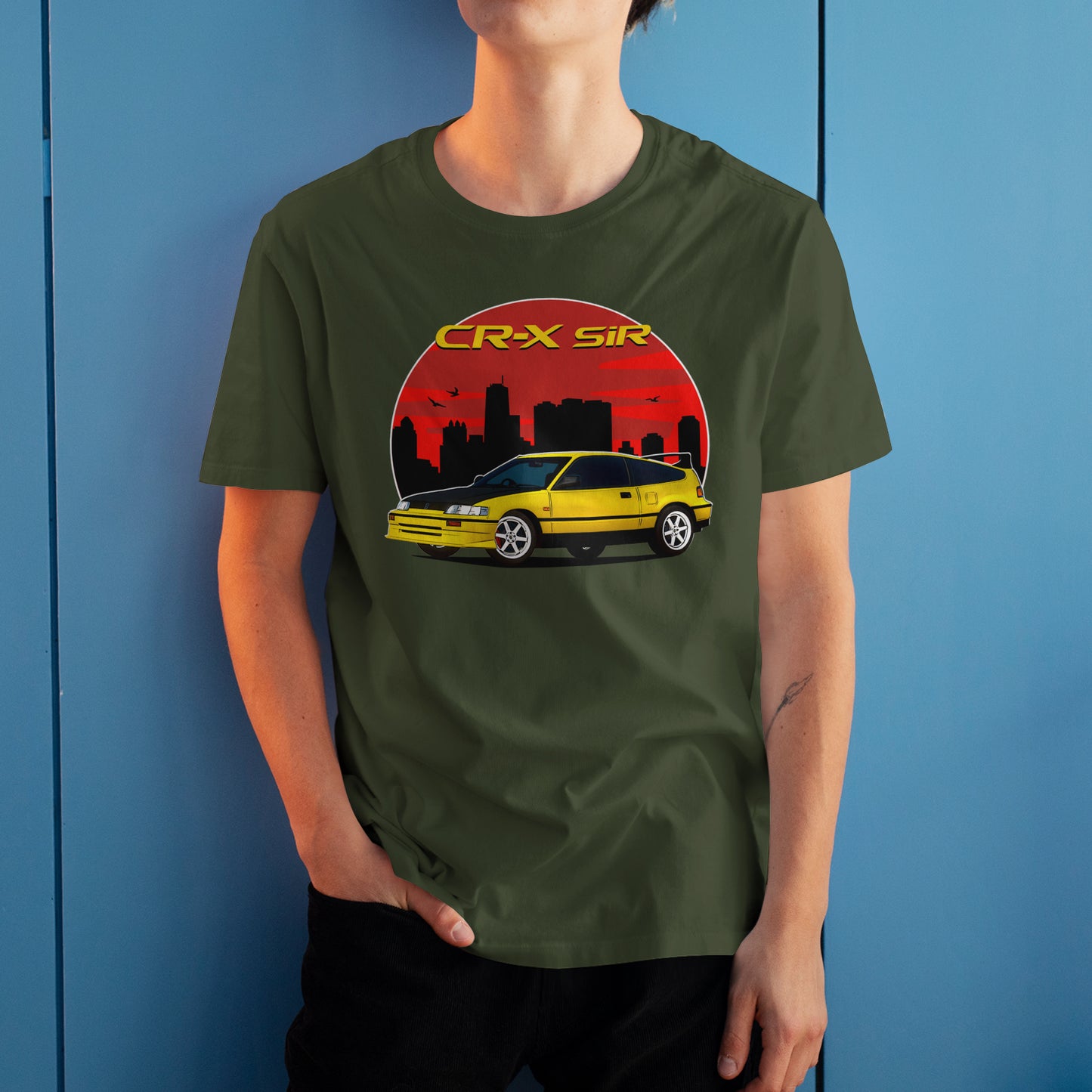1991 CR‑X SiR Yellow Honda Graphic Art Tee Retro JDM Car T-Shirt