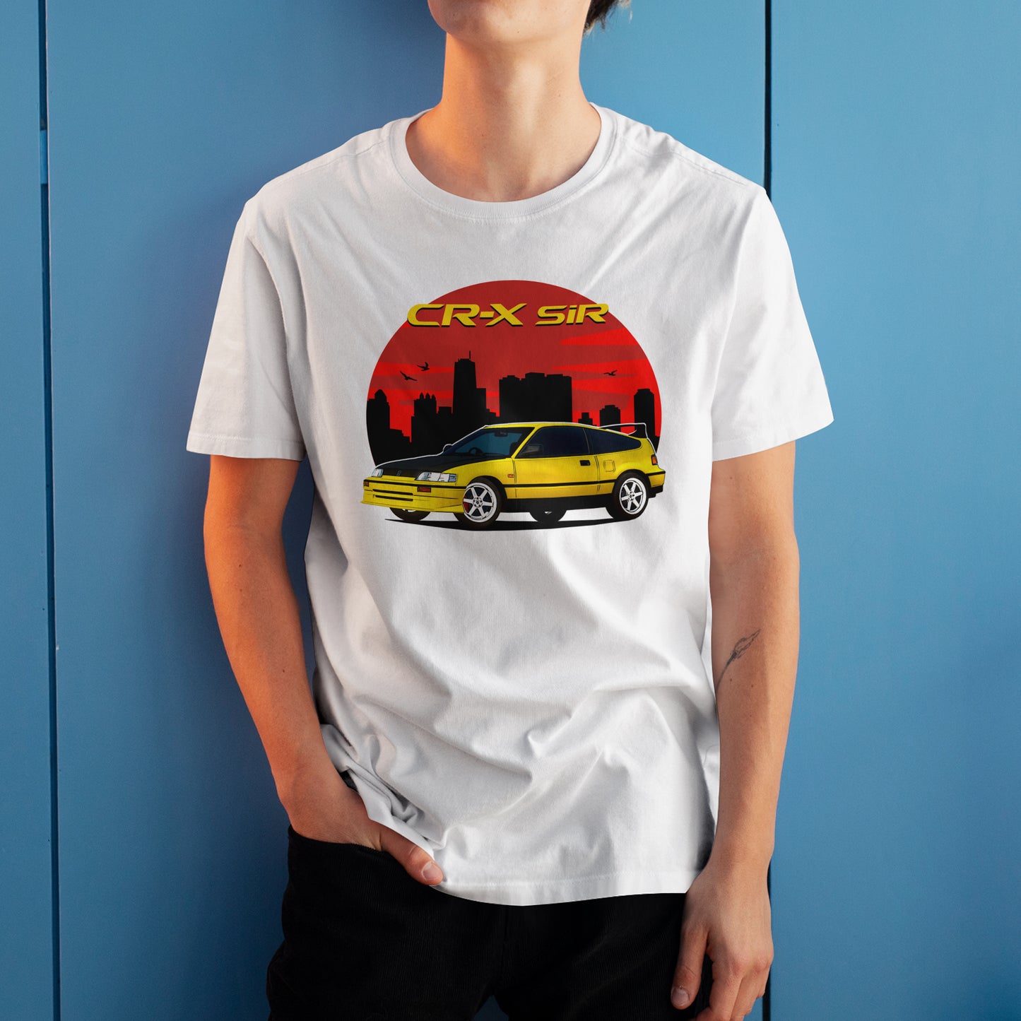 1991 CR‑X SiR Yellow Honda Graphic Art Tee Retro JDM Car T-Shirt