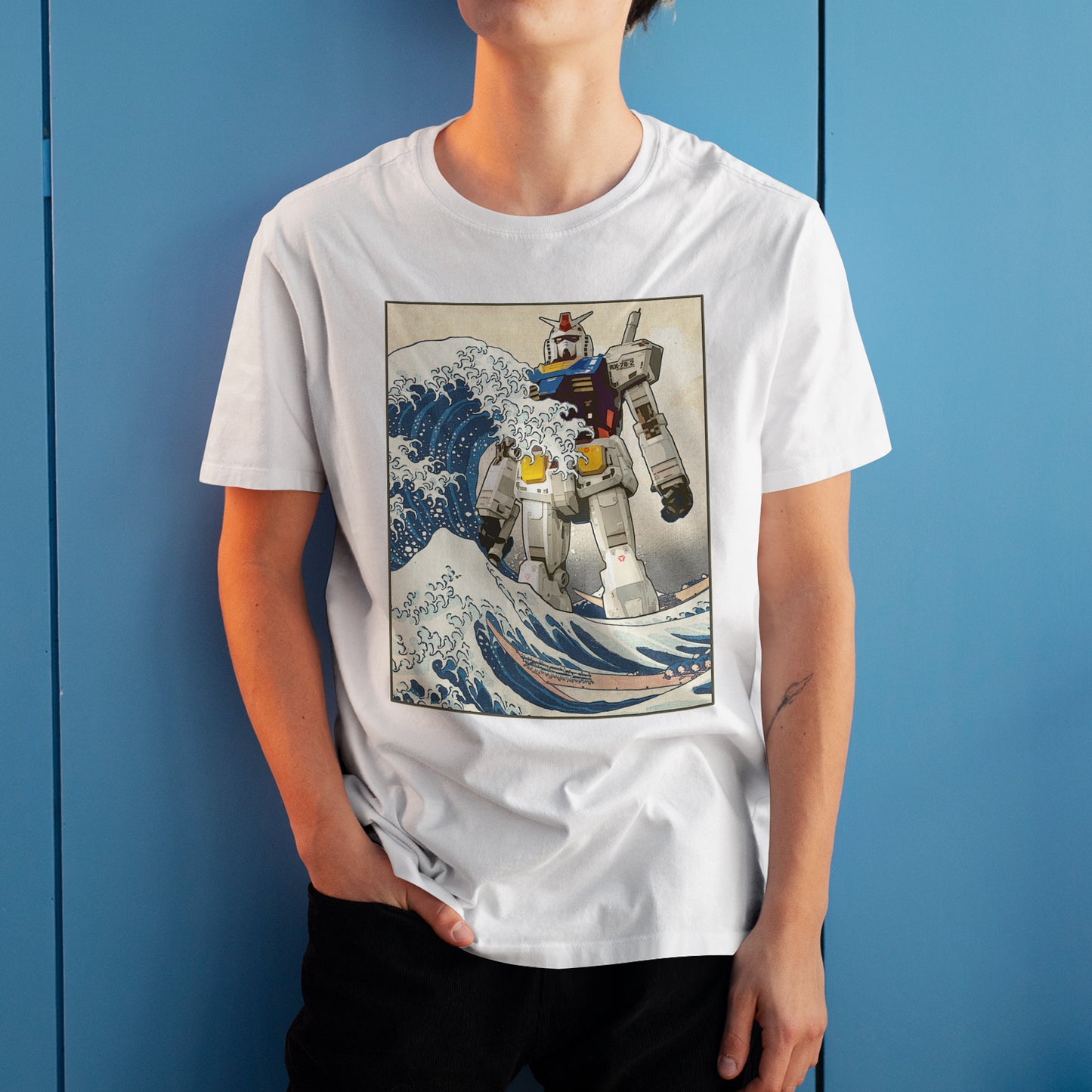 RX-78-2 Gundam Mobile Suit - Great Wave Off Kanagawa - Anime Graphic Art T-Shirt