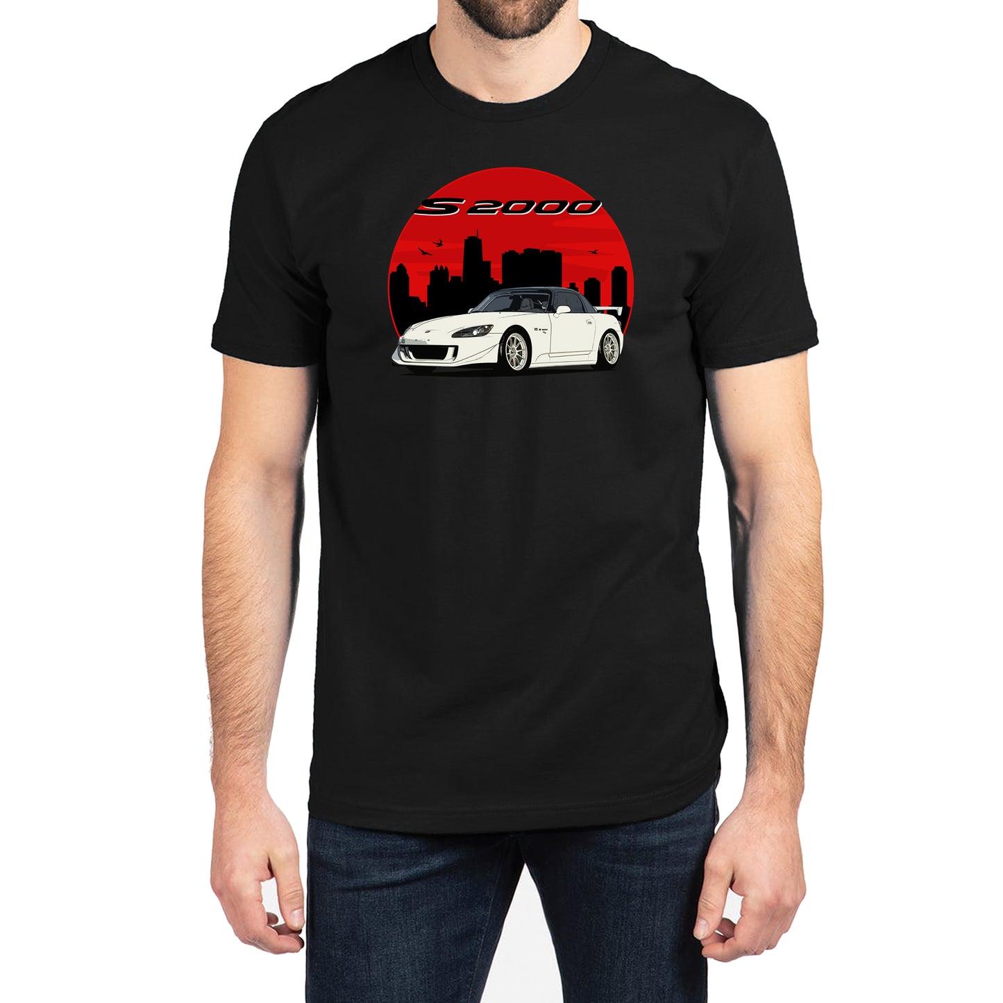 Honda S2K S2000 JDM Classic Tuner Car City Silhouette Graphic Art Sports Car Novelty T-Shirt