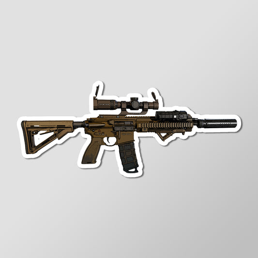 M416 Carbine Assault Rifle w/ LPVO Gun Art Die Cut Vinyl Sticker