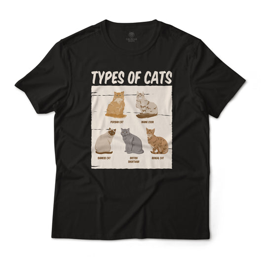 Cute Types of Cat Pet Art Graphic Tee